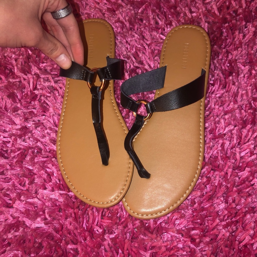 Black gold and beige sandals